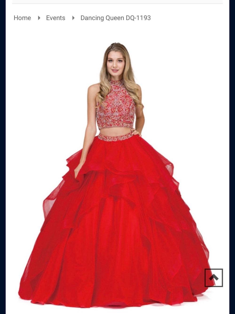 Dancing Queen Red Beaded Two-Piece Tiered Ball Gown
